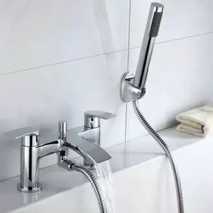 Nes Home Libra Waterfall Bathroom Tap Basin Mono Mixer Bath Shower Mixer Set Solid Brass