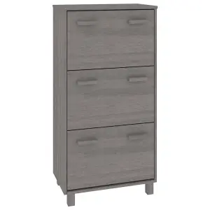 Berkfield Shoe Cabinet Light Grey 59.5x35x117 cm Solid Wood Pine