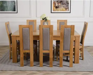 Dakota 182 x 92 cm Chunky Oak Large Dining Table and 8 Chairs Dining Set with Stanford Chairs