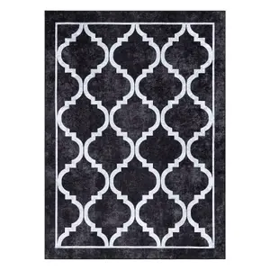 MIRO 51639.806 washing carpet Trellis anti-slip - black 140x190 cm