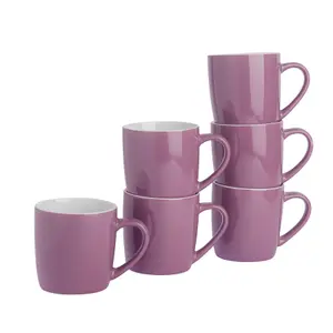 Argon Tableware - Coloured Coffee Mugs - 350ml - Pack of 6 - Purple