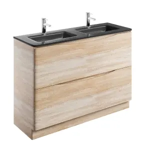 Eden 1200mm Floorstanding Vanity Unit in Light Oak & Grey Glass Basin