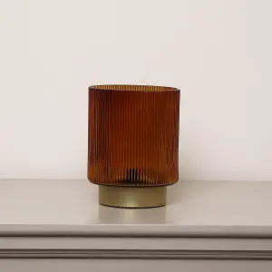 Melody Maison Rust Orange Ribbed Glass Ambient Table Lamp