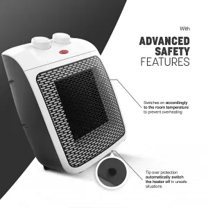 KEPLIN Ceramic Electric Fan Heater - White 2000W Low Energy Consumption Space Heater Mini Portable