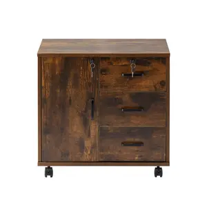 60cm Wide 3 -Drawer Mobile File Cabinet Brown