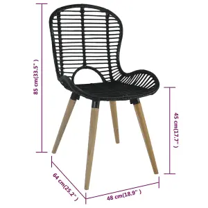 Berkfield Dining Chairs 2 pcs Black Natural Rattan