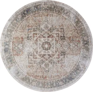 ALORA Round Machine Washable Vintage Area Rug 200 x 200 cm