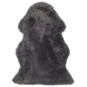 Beliani Traditional Sheepskin Rug Dark Grey ULURU