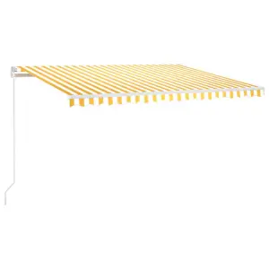 Berkfield Manual Retractable Awning with LED 400x300 cm Yellow and White