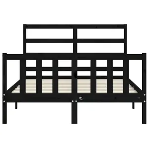 Berkfield Bed Frame with Headboard Black 140x190 cm Solid Wood