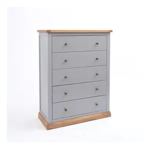 Bicarri 5 Drawer Chest of Drawers Brass Knob