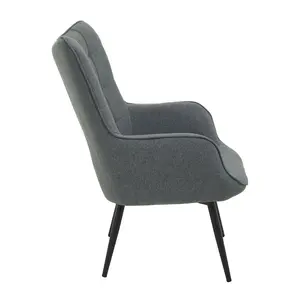 Interiors by Premier Durable Grey Fabric Armchair with Black Legs, High Back Patterned Armchair, Easy to Maintain Bucket Chair