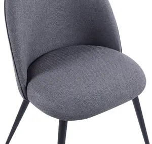 Hallowood Furniture Finley Small Round Dining Table in Black Finish with 2 Curved Back Grey Fabric Chairs