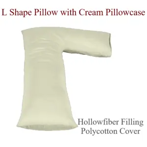 L Shape Pillow with Free Pillowcases Hollowfiber filled Orthopedic Maternity Pregnancy Full Body Support Pillow with Cover (Cream)