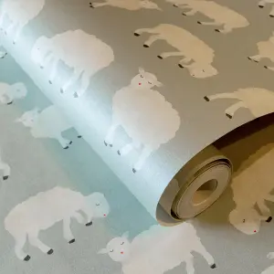 Galerie Great Kids Grey Smooth Glitter Sweet Sheep Wallpaper Roll