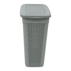 JVL Knit Design Slim Laundry Basket, Grey, 43L