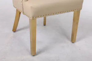 A Pair of Velvet Dining Chairs with Golden Legs in Grey