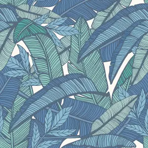 Arthouse Banana Leaves Blue Green Wallpaper Botanical Modern Paste The Wall