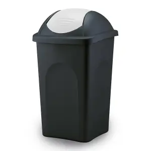 Home Centre Swing Lid Top Plastic Waste Bin 60 Litre White-Black