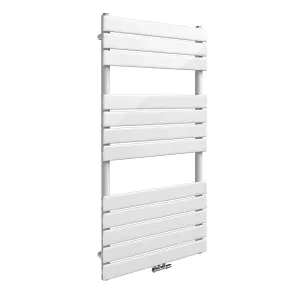 Nes Home 1200 x 500 mm Central Connection Designer Towel Radiator White Single Flat Tube