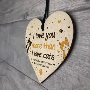 Red Ocean Funny Cat Gifts For Women Wood Heart Cat Sign Pet Gifts Crazy Cat Lady Gift