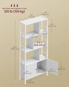 VASAGLE Bookshelf, Storage Shelf, Large Bookcase with Doors, 4 Shelves, Stable Steel Structure, Modern, Maple White & Cloud White