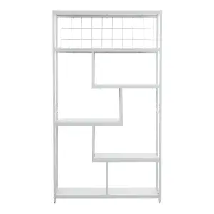 White Bookshelf Storage Rack with Open Shelves for Office