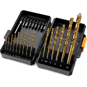 Hi-Spec 24pc HSS Metal Drill Bits & 1/4" Hex Shank Screw Driver Bit Set for Drill Drivers in a Compact Tool Box Case