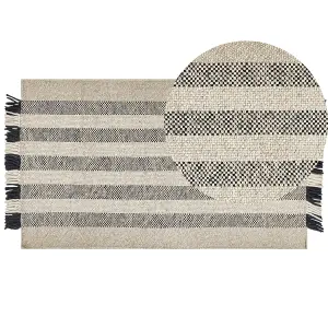 Wool Area Rug 80 x 150 cm Off-White and Black TACETTIN