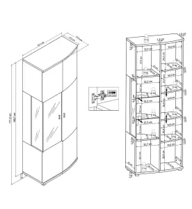 Dera 32 Tall Display Cabinet in Oak Artisan & Graphite Grey - W700mm H1710mm D380mm, Modern and Luxurious