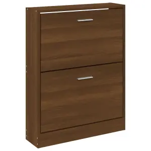 Berkfield Shoe Cabinet Brown Oak 59x17x81 cm Engineered Wood