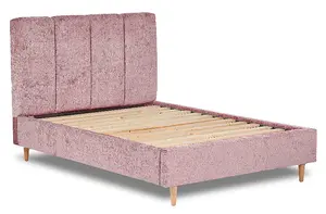 Zen Fabric Bed With Fluted Headboard Panels Bed Base Only 4FT Small Double- Pavia Powder