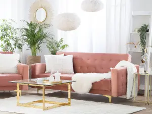 3 Seater Sofa ABERDEEN Pink Velvet