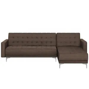 Corner Sofa ABERDEEN Dark Brown Fabric Left Hand