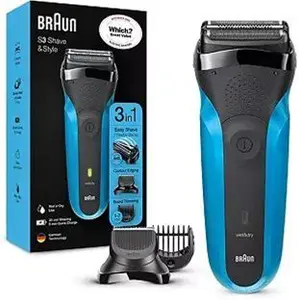 Braun Series 3 Shave And Style Electric Shaver, Wet & Dry Razor For Men - Black/Blue 310Bt