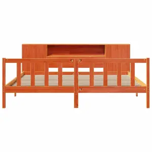 Berkfield Bookcase Bed without Mattress Wax Brown 200x200 cm Solid Wood Pine