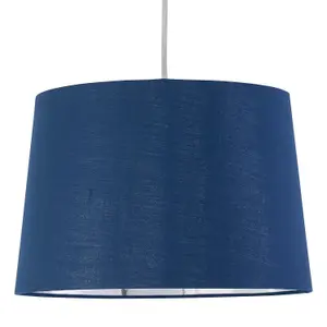 First Choice Lighting Set of 2 Zoey Navy Blue with Silver Inner Easy Fit Pendant or Lamp Shades