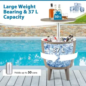 Costway 37L Cooler Bar Table Outdoor Cooler Side Table w/ Telescopic Tabletop