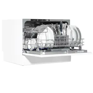 Baridi Compact Tabletop Dishwasher 6 Place Settings, 6 Programmes - White