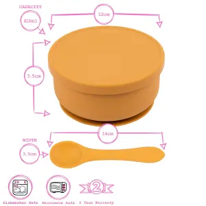 Tiny Dining - Baby Silicone Suction Bowl & Spoon Set - Ochre