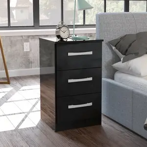 Marquitta 3 Drawer Bedside Table Black