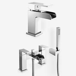 Nes Home Ozone Waterfall Tap Set Basin Mono & Bath Shower Mixer