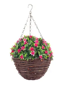 Best Artificial 28cm Pink Lily Hanging Basket Flower Hanging Basket - Suitable for Outdoor Use - Weather & Fade Resistant