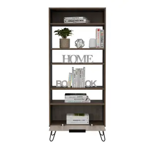 large display bookcase with storage area  bleached oak effect & grey, Nevada range