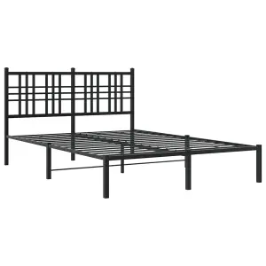 Berkfield Metal Bed Frame without Mattress with Headboard Black 140x200cm