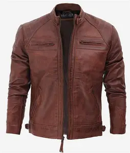 Real Brown Leather Jacket Mens - Genuine Mens Leather Jacket Distress In UK