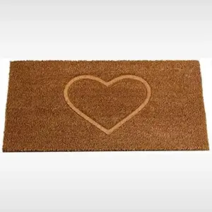 Large Heavy Duty Natural Coir Heart Door Mat Indoor Outdoor Entrance Home Love