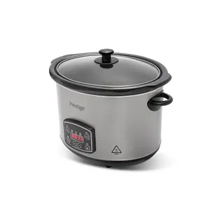 Prestige Silver Stainless Steel Programmable Digital Slow Cooker with Timer Small 5.5L