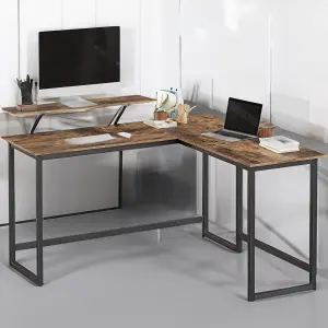 VASAGLE Computer Desk, L-Shaped Writing Workstation, Industrial Corner Desk With Monitor Stand, for Home Office Study Writing