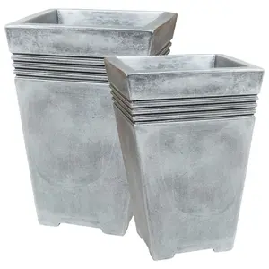 1 x Tall Venice Planter Lightweight Grey Flower Pots For Home, Garden & Patios